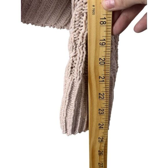 BLANKNYC Anthropologie Cropped Fisherman Knit Chenille Sweater Lt. Pink Sz S - Picture 7 of 8
